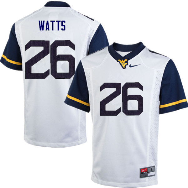 NCAA Men's Connor Watts West Virginia Mountaineers White #26 Nike Stitched Football College Authentic Jersey HX23P68LE